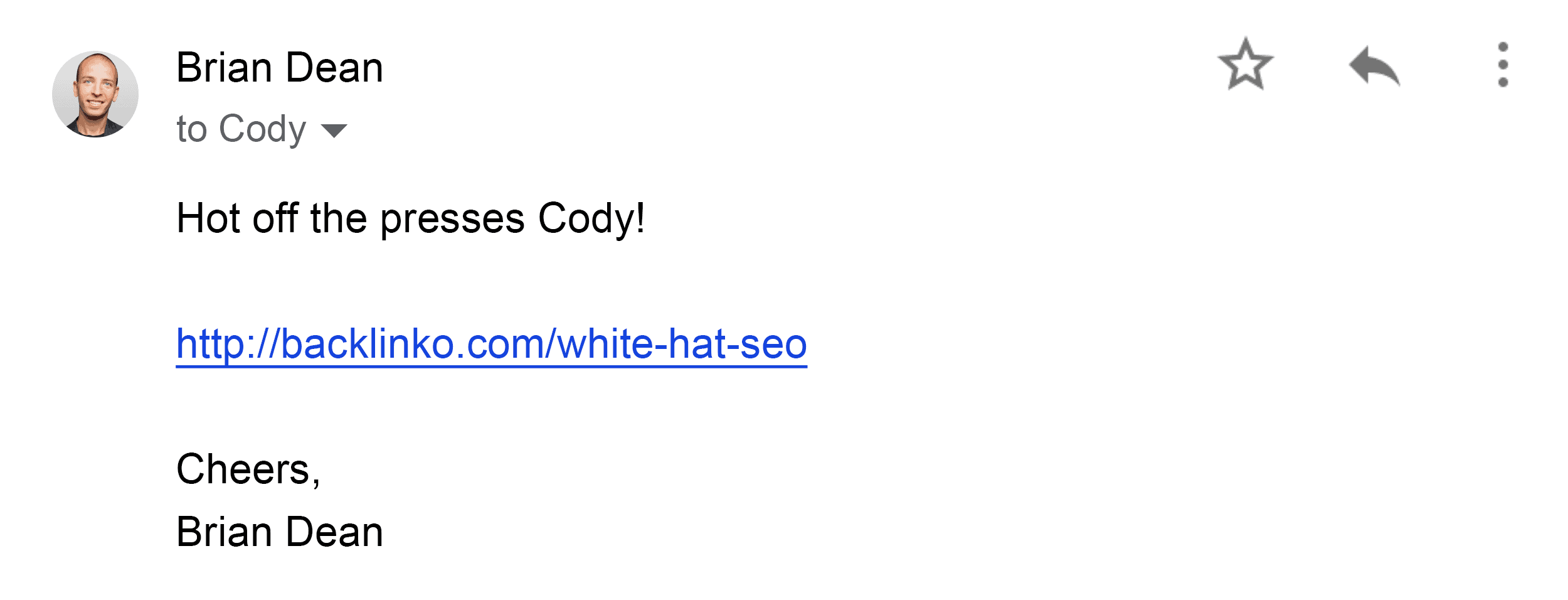 White hat SEO – Outreach email reply