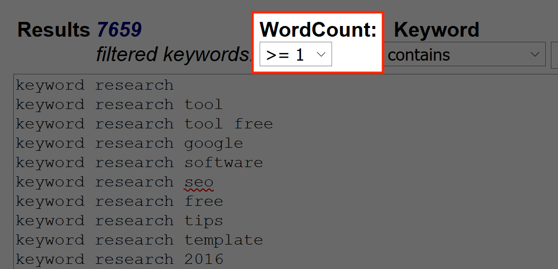 Keyword Snatcher – Word count